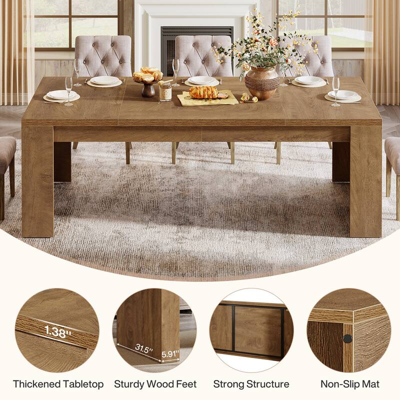 Large Dining Table, Wood Kitchen Table, Living Room Family Gathering Table Accent Dining Table