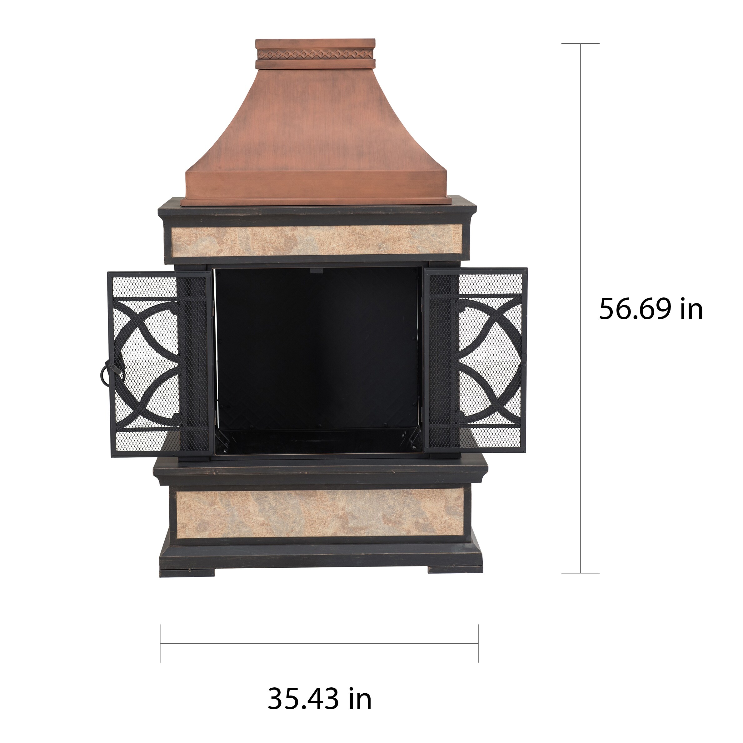 Shop Sunjoy Heirloom Slate Wood Copper Burning Fireplace Overstock 30722528