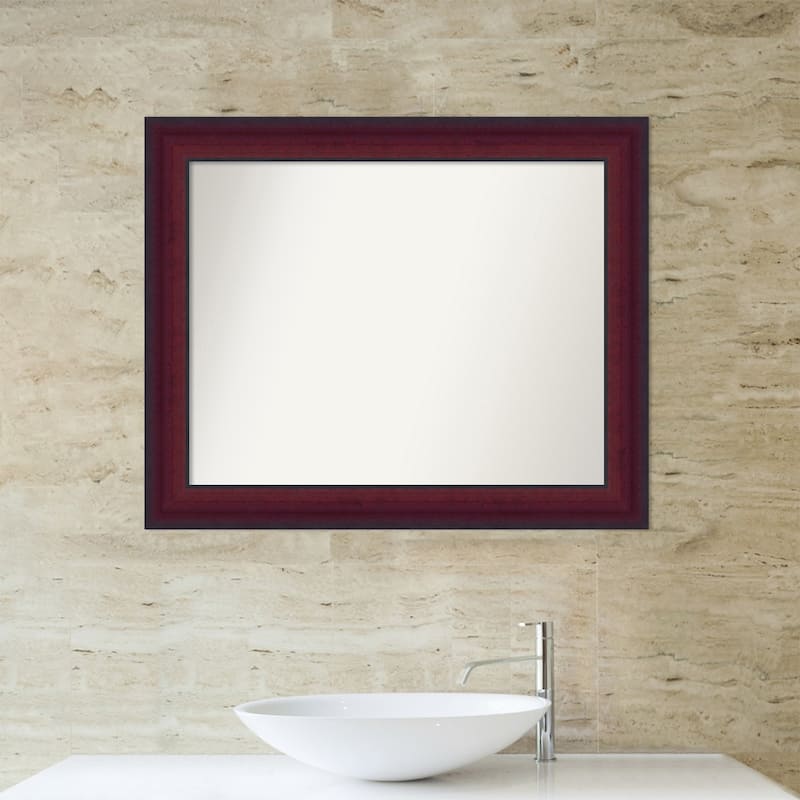Canterbury Cherry Non-Beveled Wood Framed Bathroom Vanity Wall Mirror - Canterbury Cherry