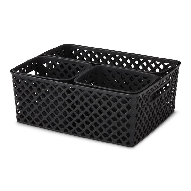 4 PCS Decorative Basket Set, Black, 2 Pack