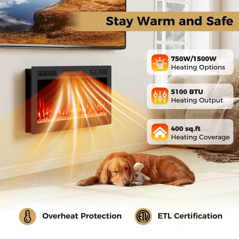 Costway 36" Smart WiFi Electric Fireplace Work with Alexa & Google - See Details