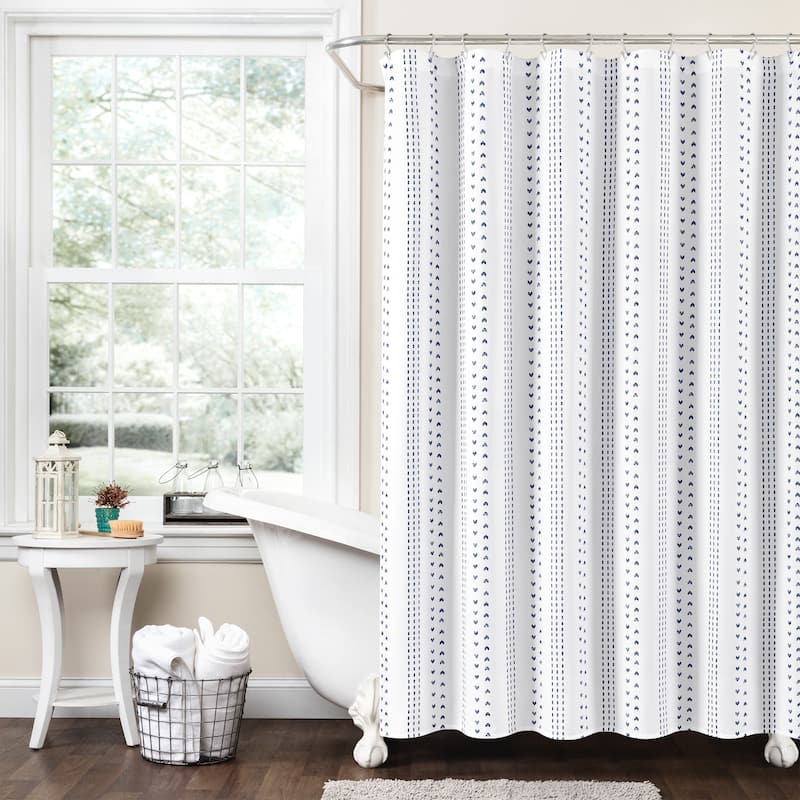 Lush Decor Hygge Stripe Shower Curtain - Navy
