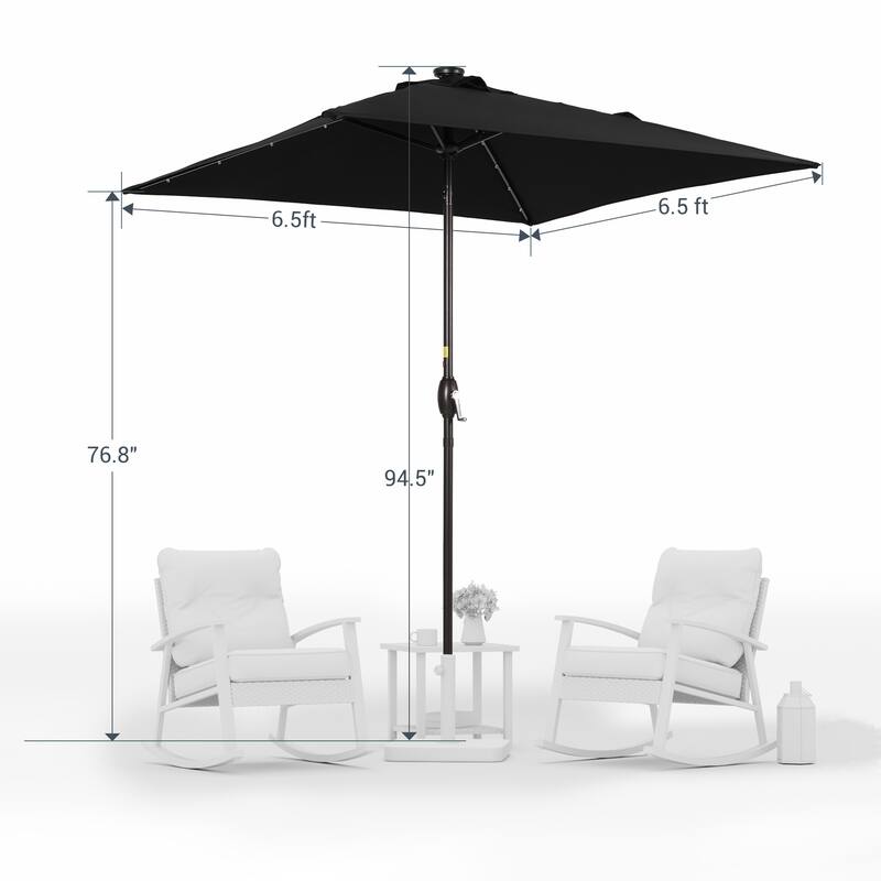 LIVOOSUN 6.5×6.5FT LED Square Patio Umbrella with UPF50+, Tilt Function, and Wind-Resistant Design——Experience Outdoor Comfort