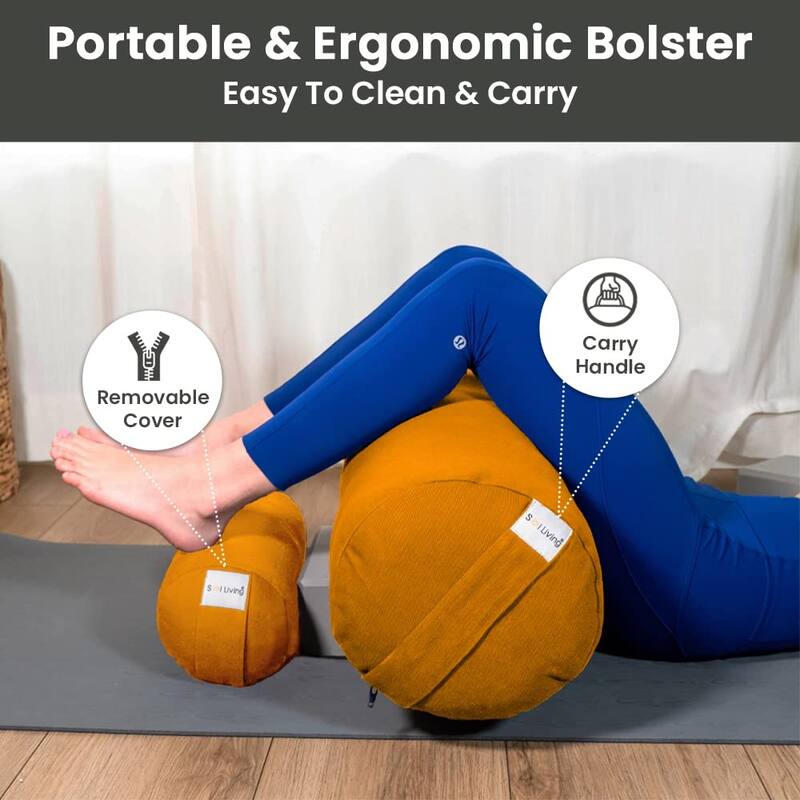 Sol Living Cylindrical Yoga Bolster Mini Meditation Cushion - Cotton - 14" x 6" x 6"