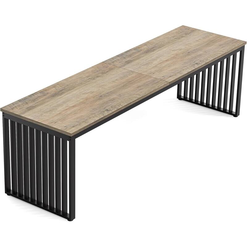 78.74" Double Computer Desk for 2 Person - Grey+Black