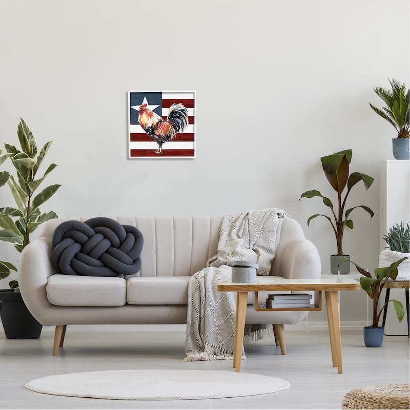 Stupell Americana Rooster Single Star United States Flag Framed Wall Art - Red