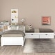 preview thumbnail 3 of 34, L-shaped Platform Bed with Trundle and Drawers Linked with built-in desk