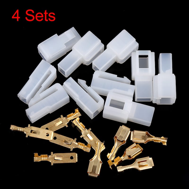 4 Sets 1 Pin Car Vehicle Electrical Wire Connector Male Female Terminal Housing - White