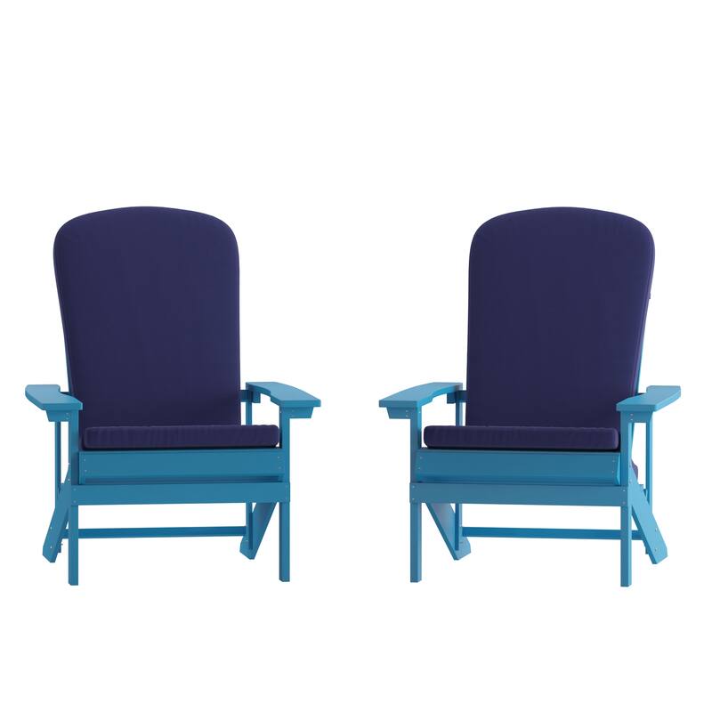 Indoor/Outdoor Adirondack Chairs with Cushions - Set of 2