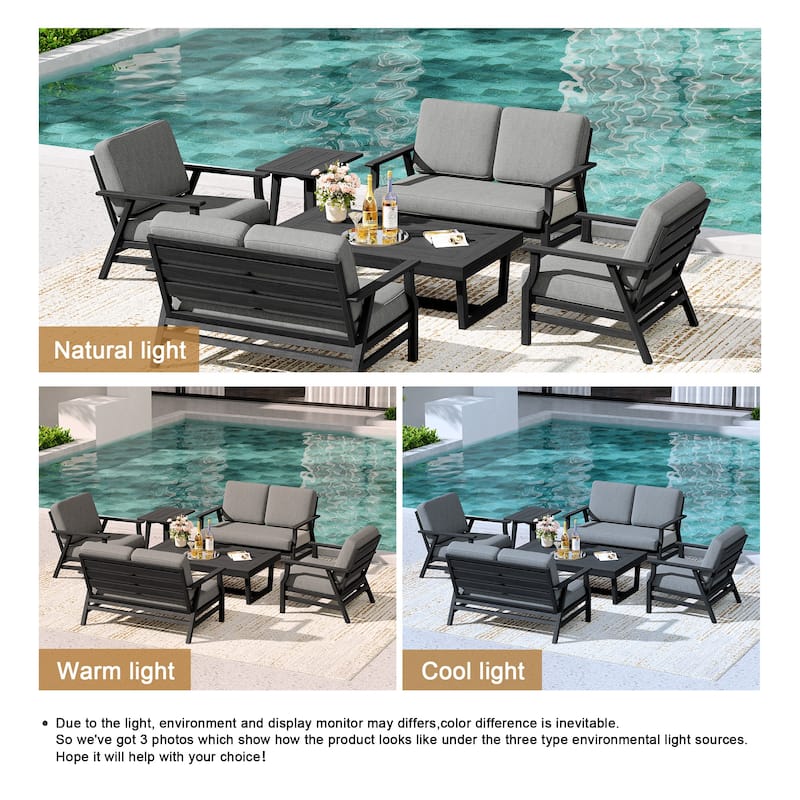 4-Piece Teak Outdoor Conversation Set With 2 Loveseats, Coffee Table & Side Table