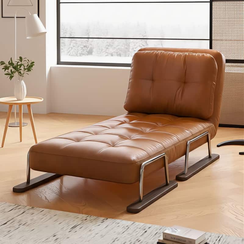 JASIWAY Brown Eco-Leather Folding Sofa Bed for Small Spaces