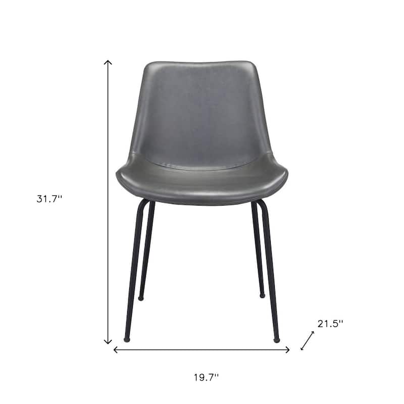 HomeRoots Set of Two Gray And Black Upholstered Faux Leather Dining Side Chairs - 19.7