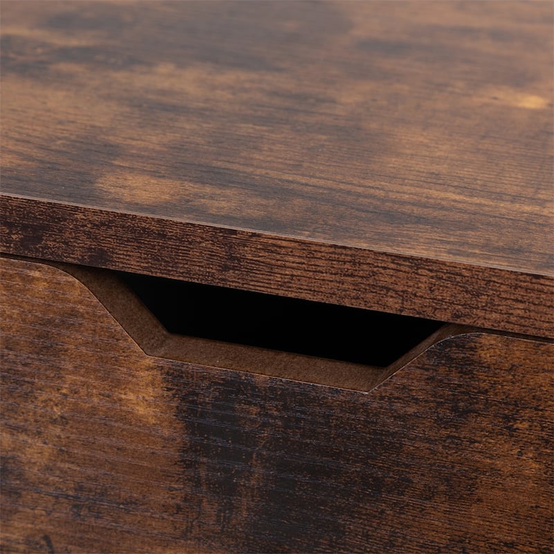 Wood Nightstand with 2 Drawers and Solid Wood Legs