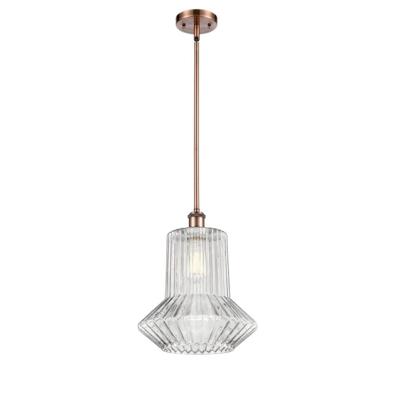 Innovations Lighting Springwater 12" Wide Pendant - Antique Copper / Clear Spiral Fluted