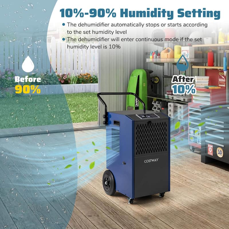 Costway 154 Pints Commercial Dehumidifier with Pump Drain Hoses for - See Details