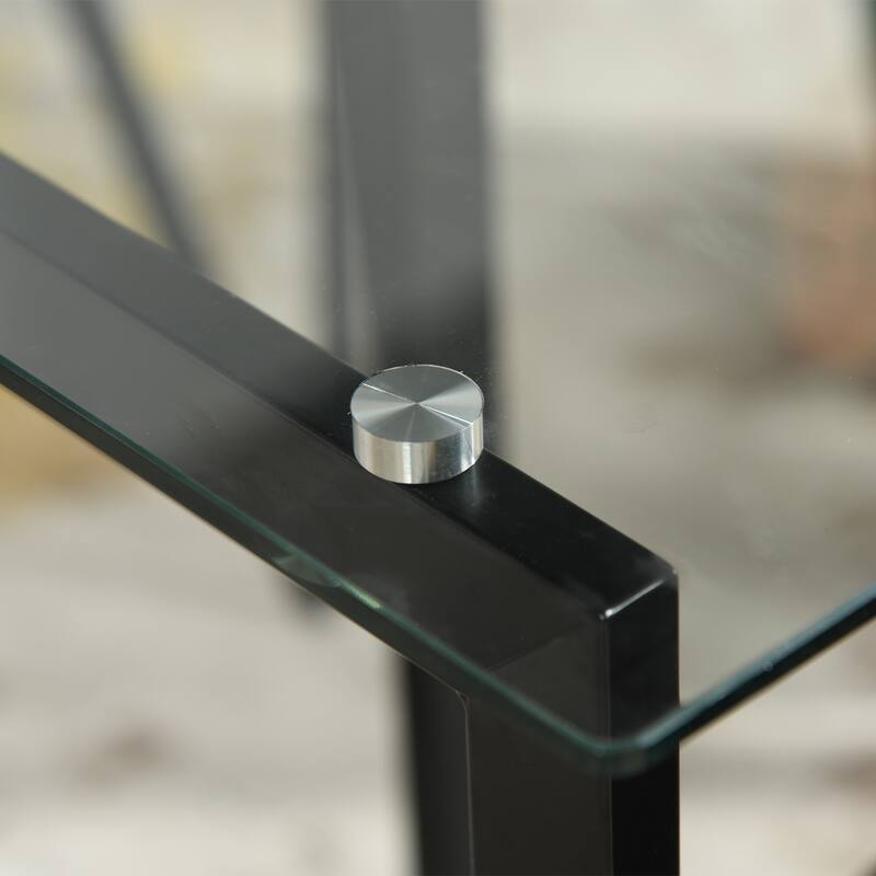 47.2 Inch Modern Tempered Glass Home Kitchen Restaurant Dining Table - 47.2 inches