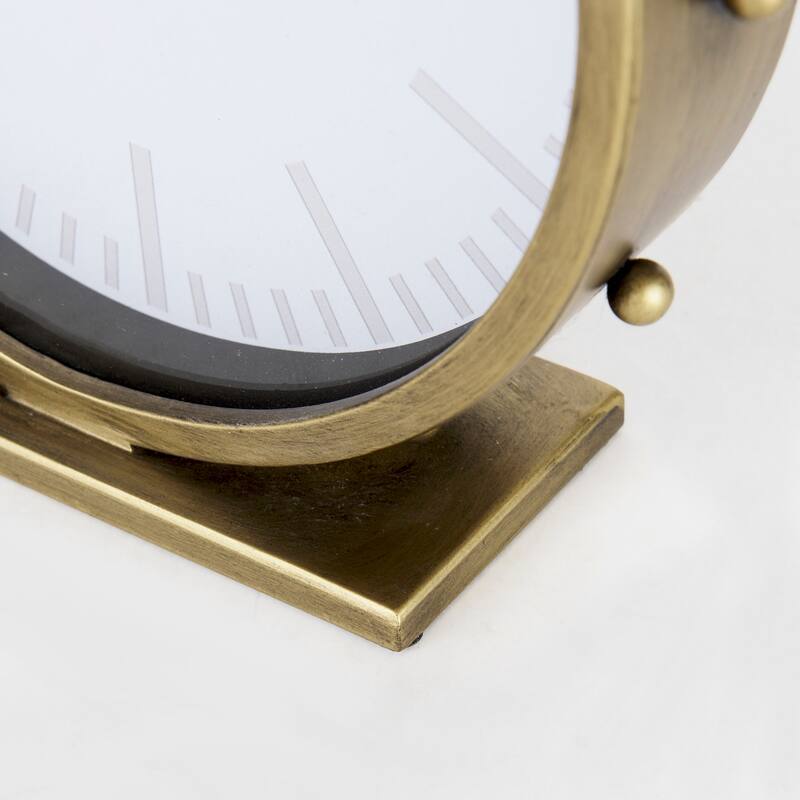 Marian Gold Metal Studded Round Table Clock - 11"W x 3.1"D x 11"H