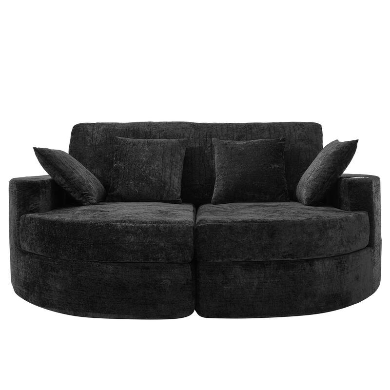 Ultra-Plush Dual-Chaise Sofa Bed with Cup Holders by Harper&Bright Designs