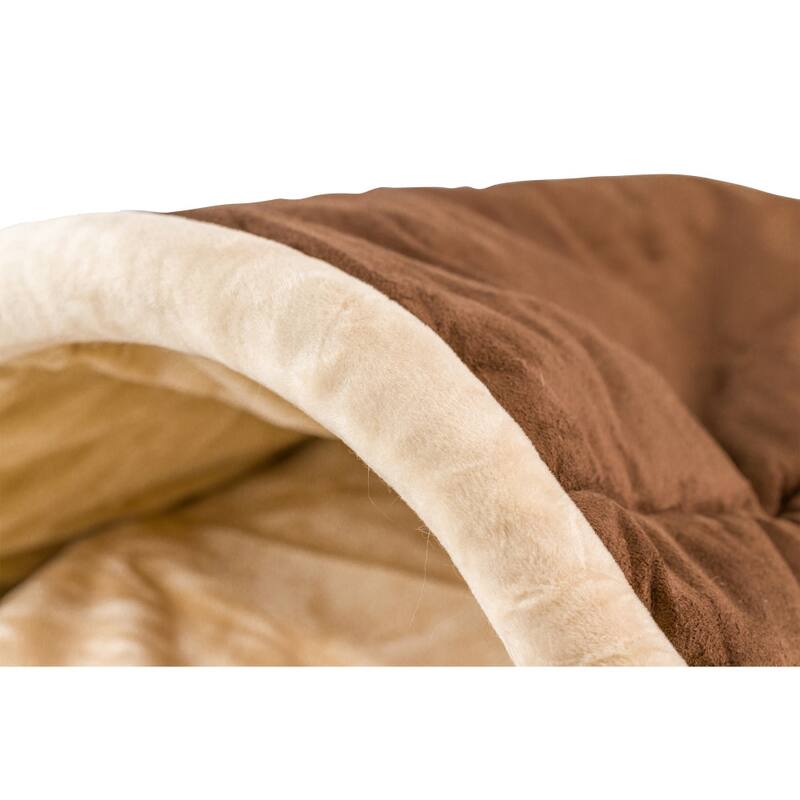 Slipper Shape Cat Bed For Indoor Cats and Dogs, Mocha/Beige - 22"L x 16"W x 12"H