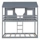 preview thumbnail 5 of 24, Playhouse Design Twin Over Twin Bunk Bed Wood Bed with Roof, Window, Guardrail, Ladder