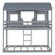 preview thumbnail 5 of 24, Twin Over Twin Bunk Bed with Roof, Windows, Ladder, and Guardrails, Solid Wood Playhouse Design, Space-Saving for Kids, Grey