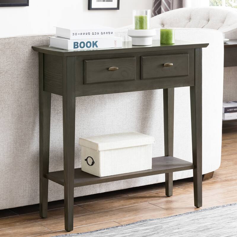 Teegan Solid Wood Hall Entryway Console Sofa Table - Smoke Grey