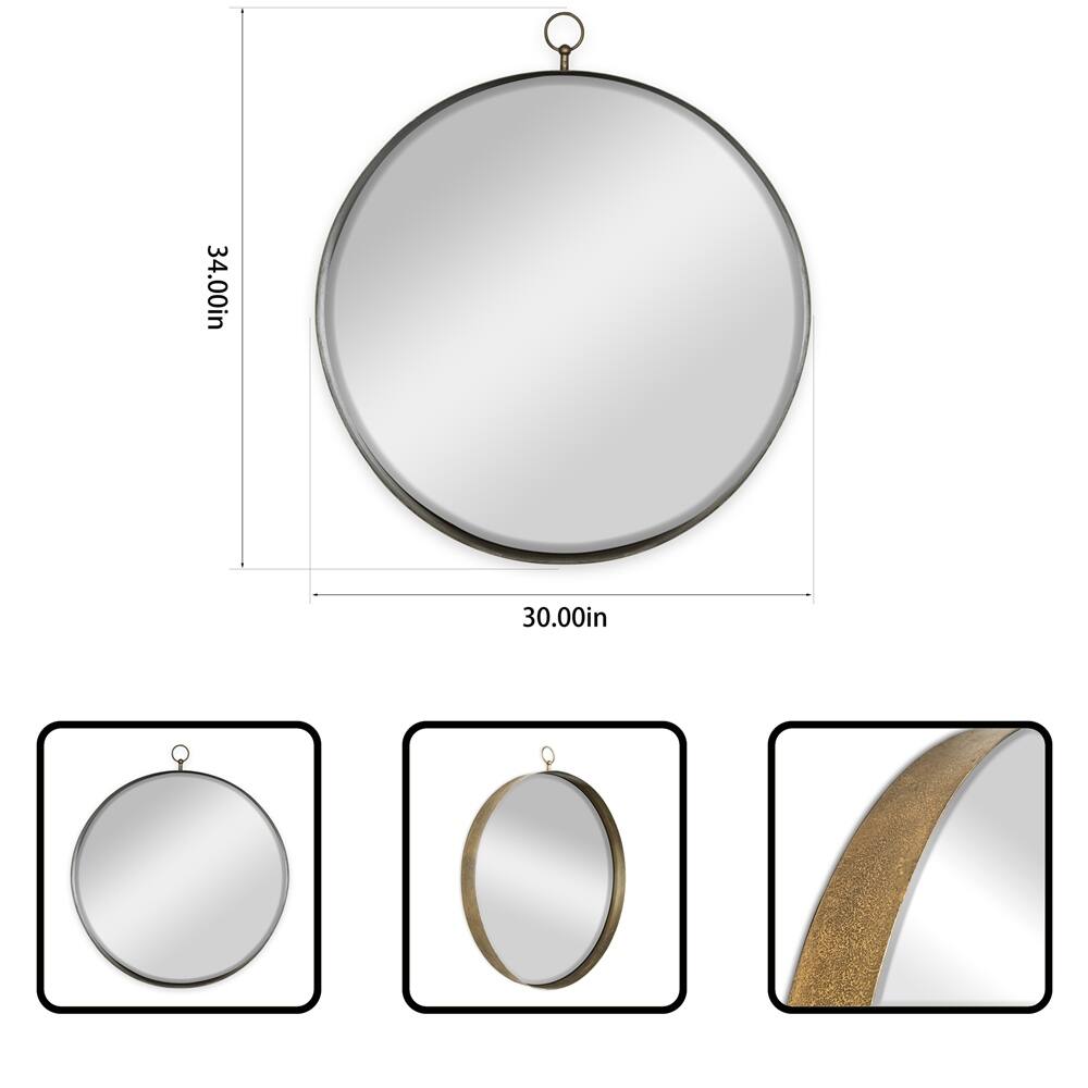 Gold Round Mirror with Iron Frame for Living Room and Bedroom On Sale