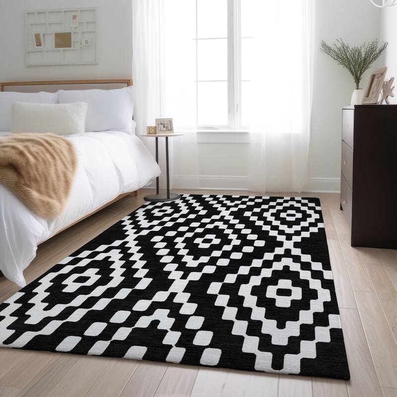 Premium Washable Super Soft Moroccan Modern Mayfield Rug - Black - 2'6" x 3'10"