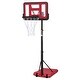 preview thumbnail 2 of 21, Roomfitters Portable Basketball Hoop with 28 Inch Backboard, Adjustable Height 4.8-7.7ft and Stable Base with Wheels Red
