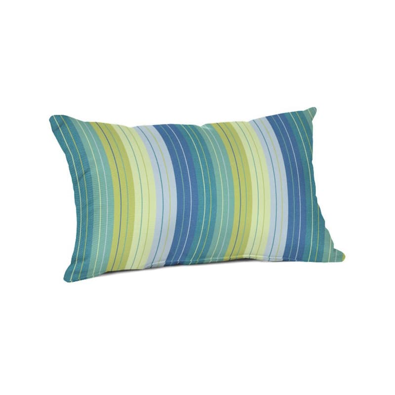 Sunbrella 20x13 Striped Outdoor Lumbar Throw Pillow - Seville Seaside
