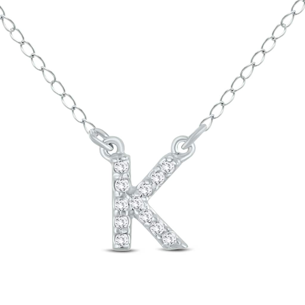Marquee 1/10 Carat TW K Initial Diamond Pendant in 10K White Gold
