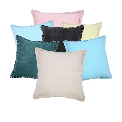 Sevita Vita Embroidered Edge Cotton Throw Pillow, Single or Set of 2
