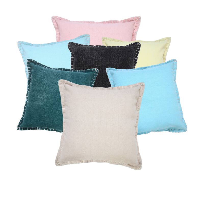 Sevita Guapo Casual Solid Stitched Edge Cotton Throw Pillow