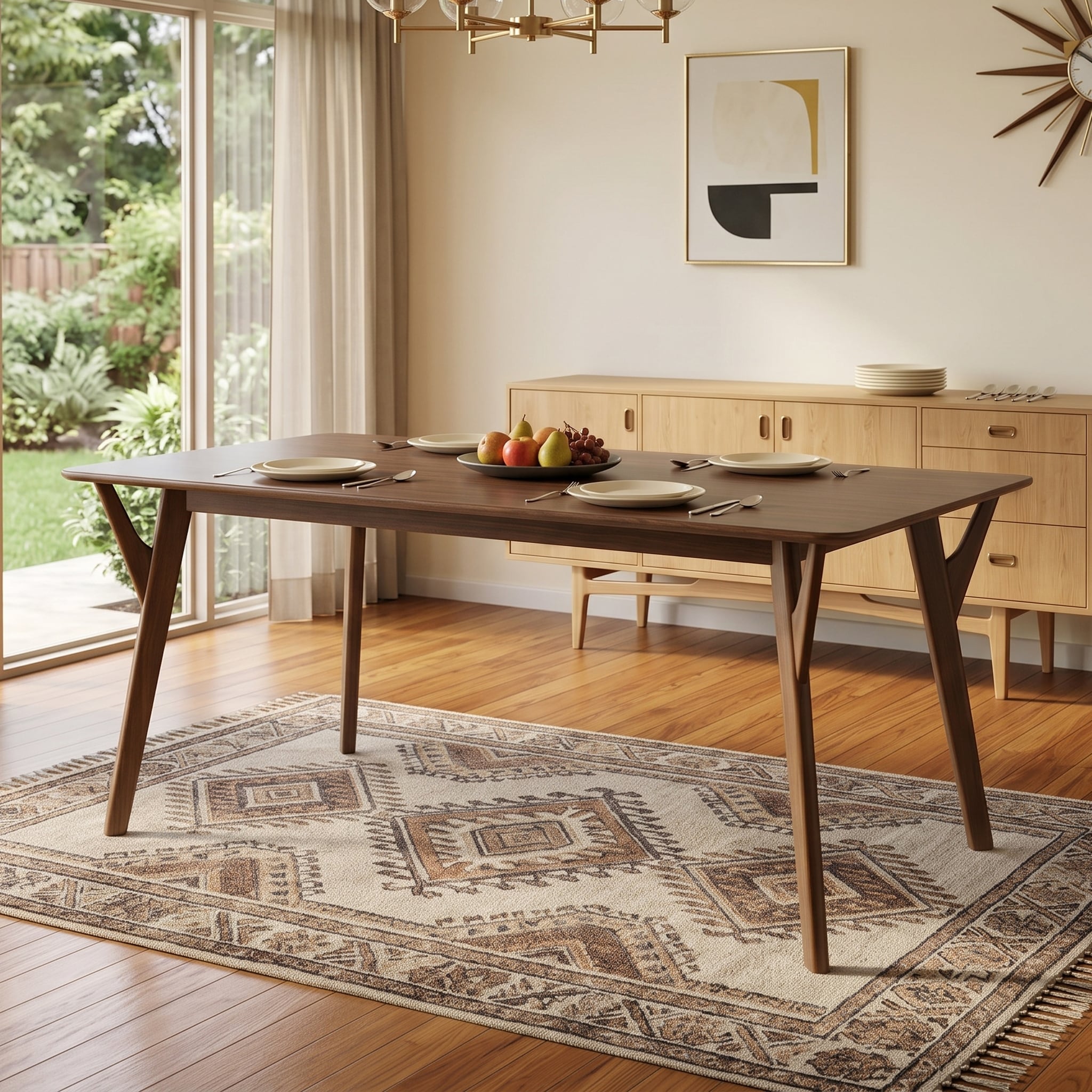 Furniture of America Beck Mid-century Walnut 59-inch Wood Dining Table