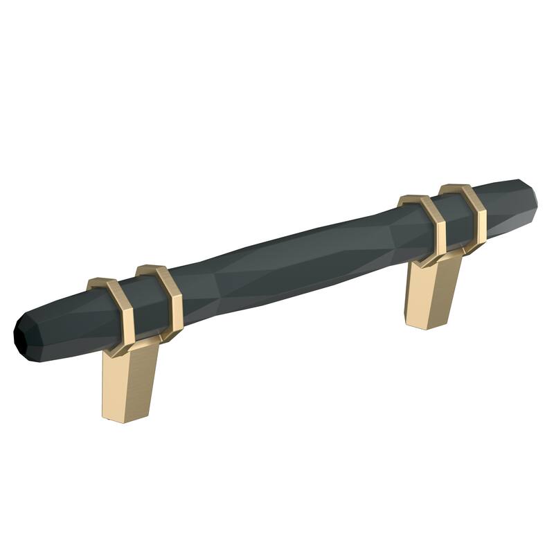 Amerock London 3-3/4 in (96 mm) Center-to-Center Black Bronze/Golden Champagne Cabinet Pull