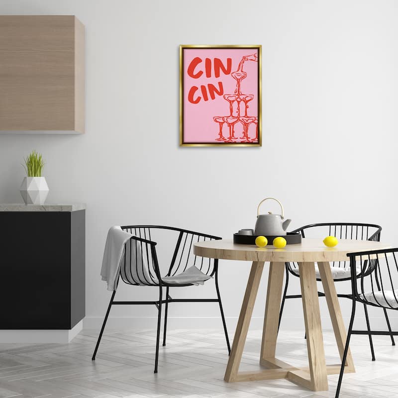 Stupell Cin Cin Champagne Tower Framed Floater Canvas Wall Art Design By House of Lulu