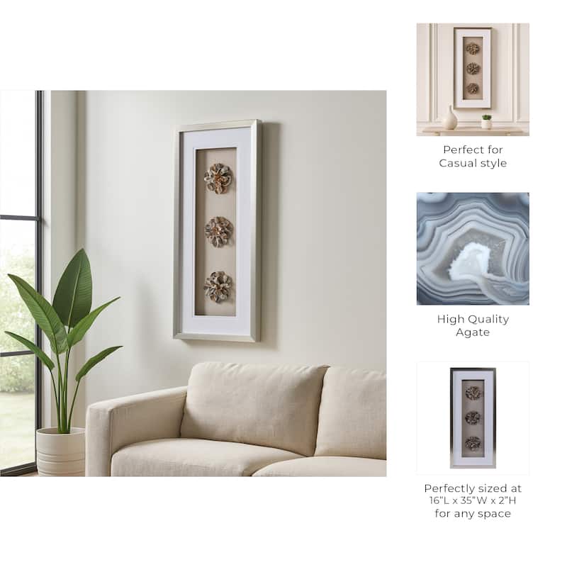 Agate Canvas Art Rectangle Textured Floral Wood Frame - 2" Brown