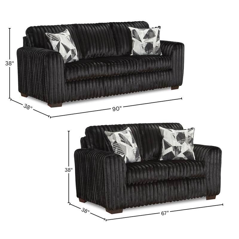 Roundhill Furniture Nolan 2-Piece Living Room Set, Sofa and Loveseat