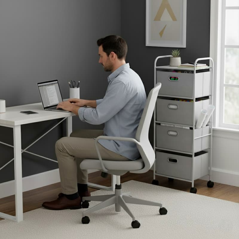 4-Drawer Fabric Dresser - Slim Clothes Storage Organizer with Wheels and Metal Frame by Lavish Home (Gray)