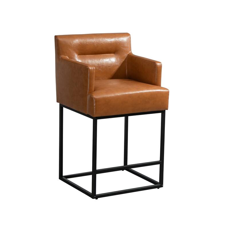 House Hold Counter Height Bar Stools Set of 2,Modern Square PU Bar Stool