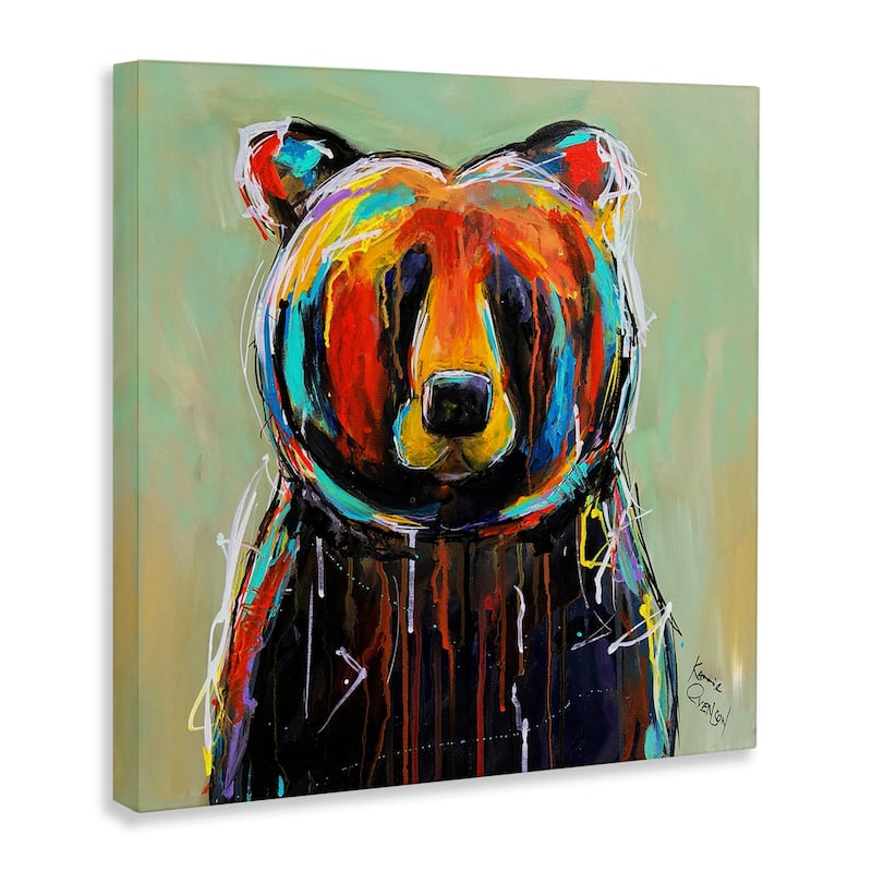 Stupell Abstract Colorful Painted Black Bear, Canvas, 17 x 1.5 x 17, Made in USA