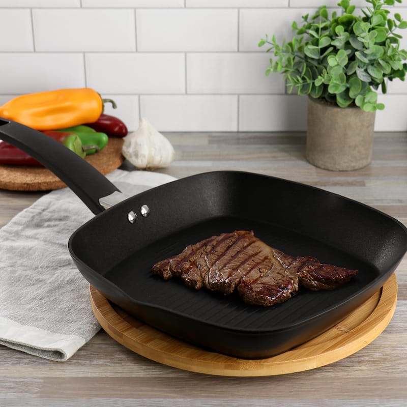 Oster Connelly 10 Inch Nonstick Aluminum Grill Pan in Black