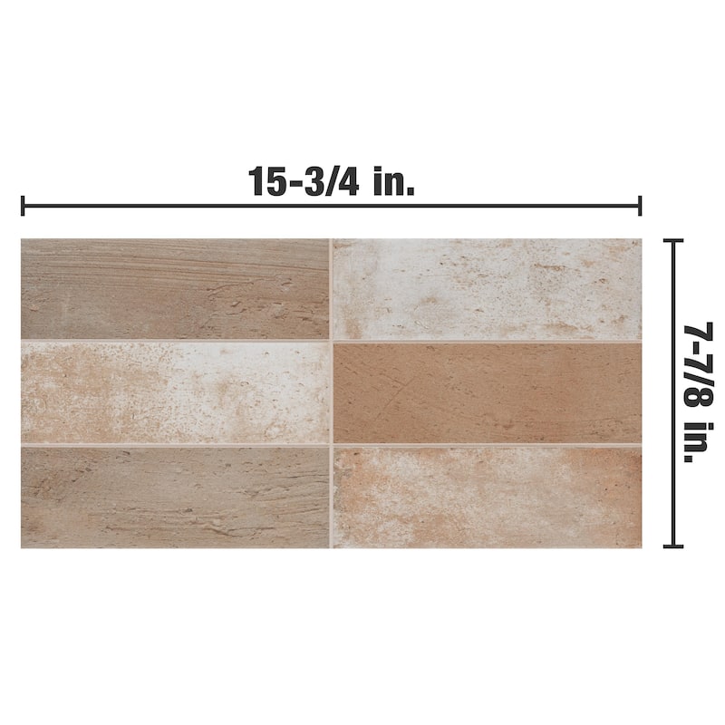 Merola Tile Kings Mud Sand 7-7/8" x 15-3/4" Ceramic Wall Tile