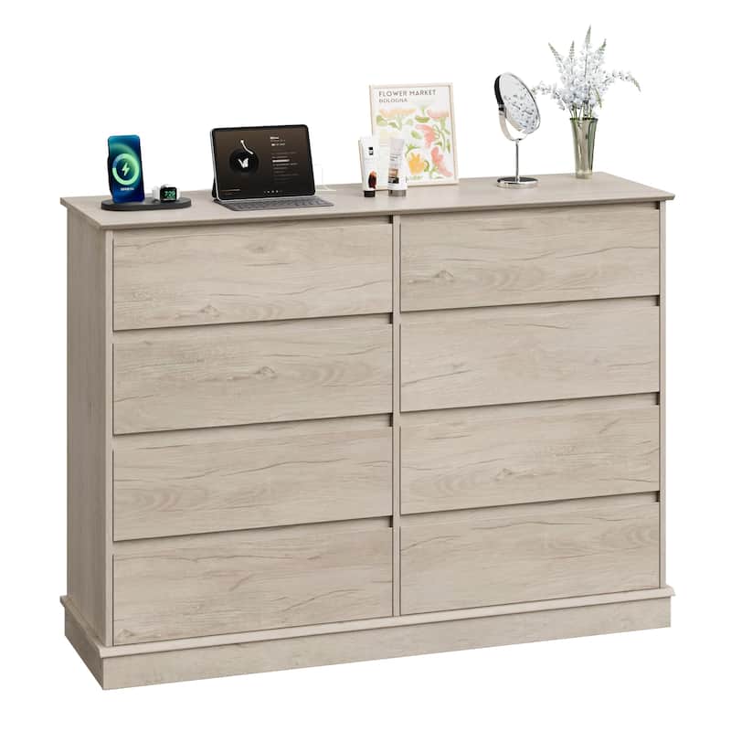 8 Drawer Dressers for Bedroom, Wooden Chest of Drawers with Deep Drawers, Large Double Dresser