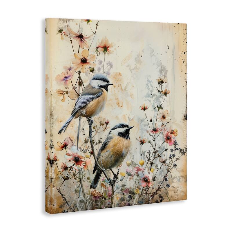 Stupell Sparrows Perched on Florals Canvas Wall Art Design By Arlington Prints