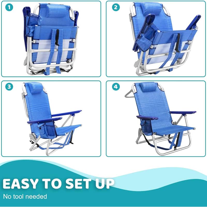 BOSSIN Backpack Beach Chairs for Adults,Adjustable high Beach Lounge Chairs with Towel Rack for Outdoor,Travel