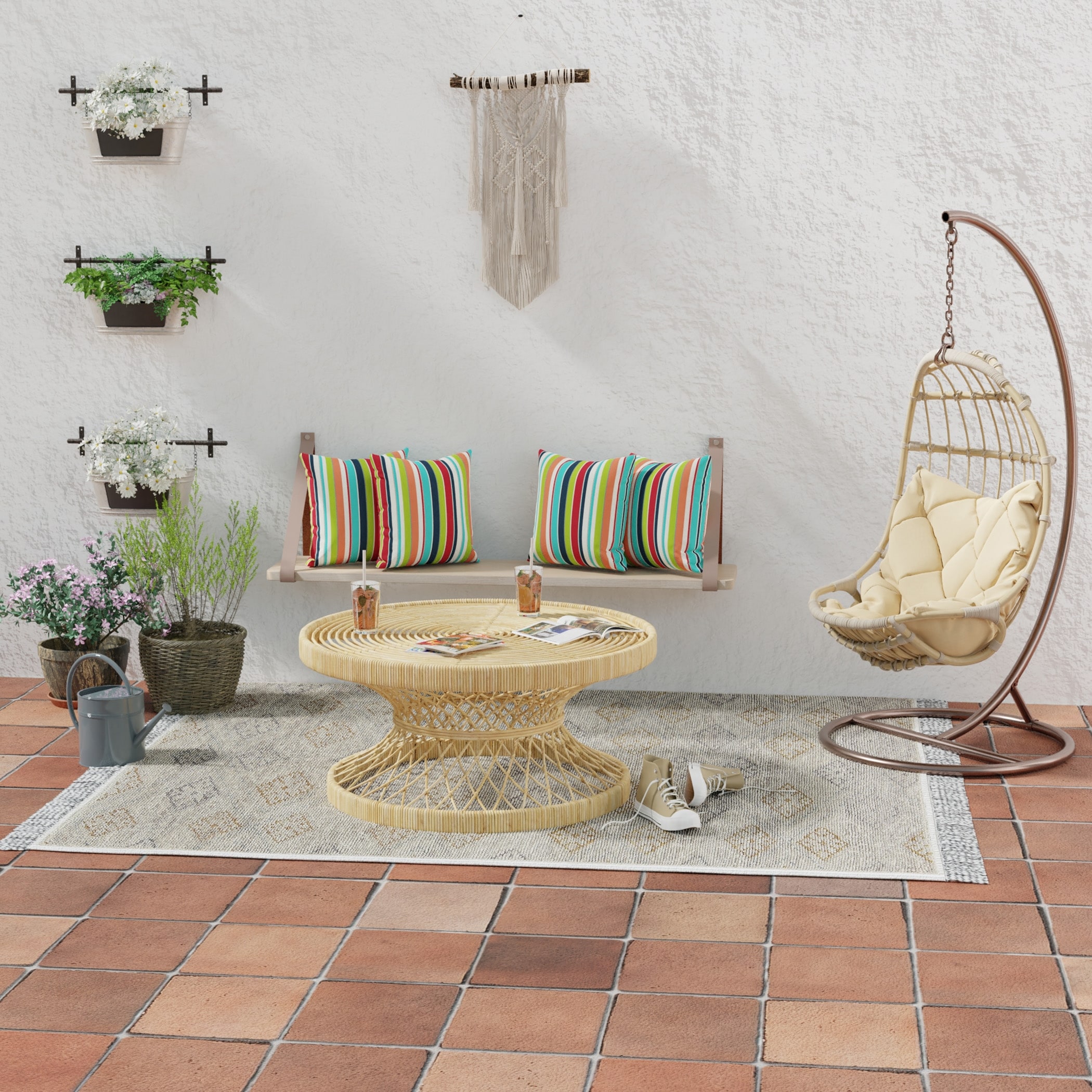Sunbrella 16" x 16" Multicolor Stripe Outdoor Throw Pillow - Set of 2 - 16'' L x 16'' W x 4'' H