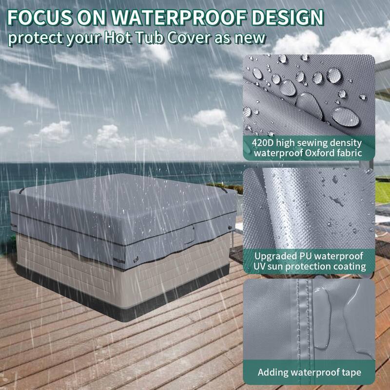 Square Hot Tub Cover SPA Covers for Hot Tub, Grey - 85"Wx85"Lx20"H