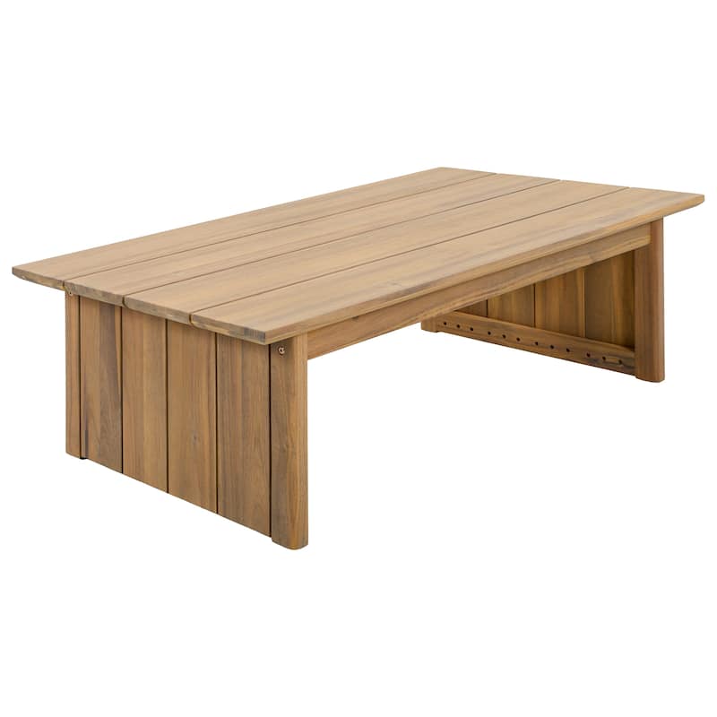 SAFAVIEH Outdoor Patio Furniture Kento Solid Wood Slatted Coffee Table - 47"W x 24"D x 15"H