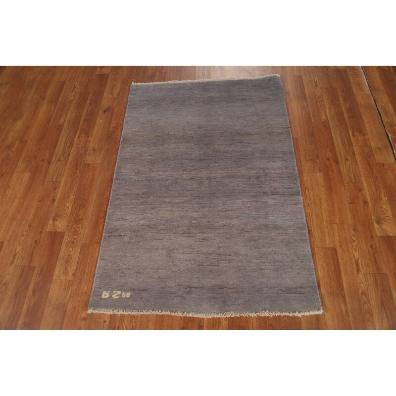 Hand Knotted Oriental 100% Wool Carpet Modern Modern Greys & Charcoal Gabbeh Area Rug - 4' 0'' X 2' 8''
